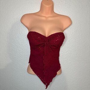 Unbranded Women's Burgundy and Red Crop-top